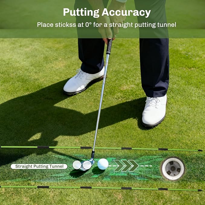 Feroca Upgraded Golf Alignment Stick Holder with Anti-Tip Base, Golf Swing Plane Trainer Enhanced Stability with Front Iron Weighs, Golf Training Aid Fix Slices & Putting