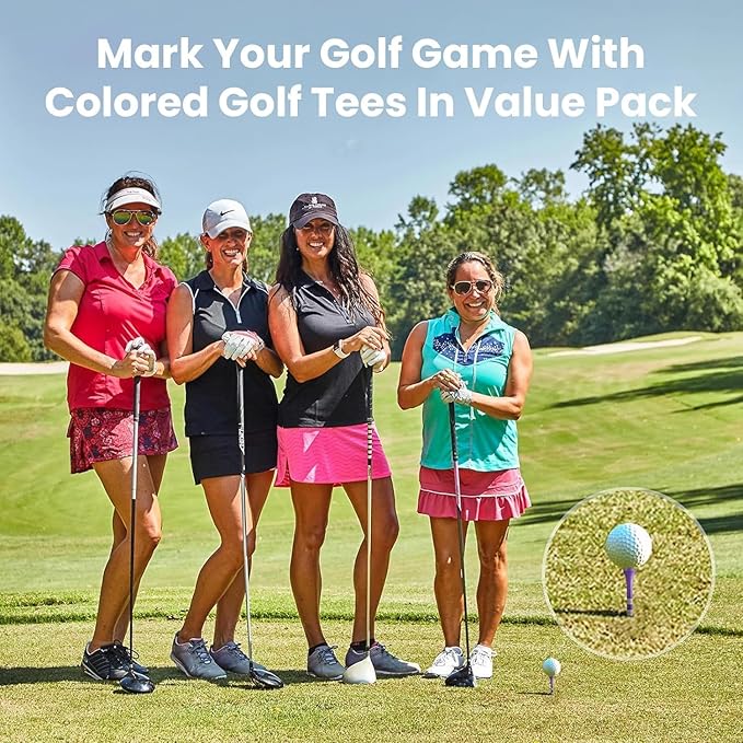 FINGER TEN Golf Tees Wood 3 1/4 2 3/4 Inch Value 50/120 Count, Durable Tees with Bright Colored Stripes for Consistent Height, 70mm 83mm Long Tees Ideal for Golfers