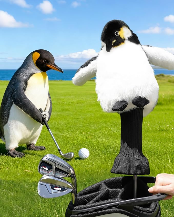Big Teeth Funny Plush Driver Headcover Animal, Groundhog Gopher Penguin Driver Head Cover for 460cc Club, Sloth Leprechaun Crocodile Golf Head Covers for Woods and Driver Protector
