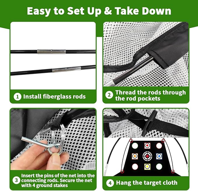 Golf Net Set with Tri-Turf Mat 10x7FT Golf Practice Net for Indoor Outdoor Training, Portable Golfs Accessories for Men, for Men & Lovers