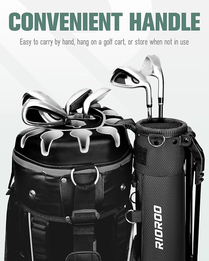 Golf Stand Bag, Lightweight Par 3 Golf Bag Holds Up to 7 Clubs with Two Way Dividers Cooler Pocket Shoulder Strap and Multiple Storage Pockets for Men and Women