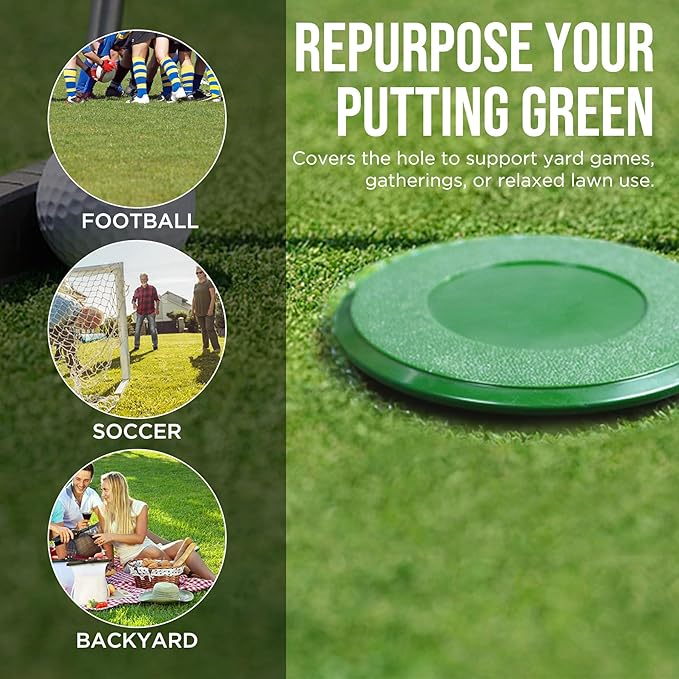 KINGTOP Golf Hole Cup Cover – Fits Standard 4.25" Aluminum & Plastic Golf Cups – Convert Backyard Practice Putting Green to Multi-Use Space