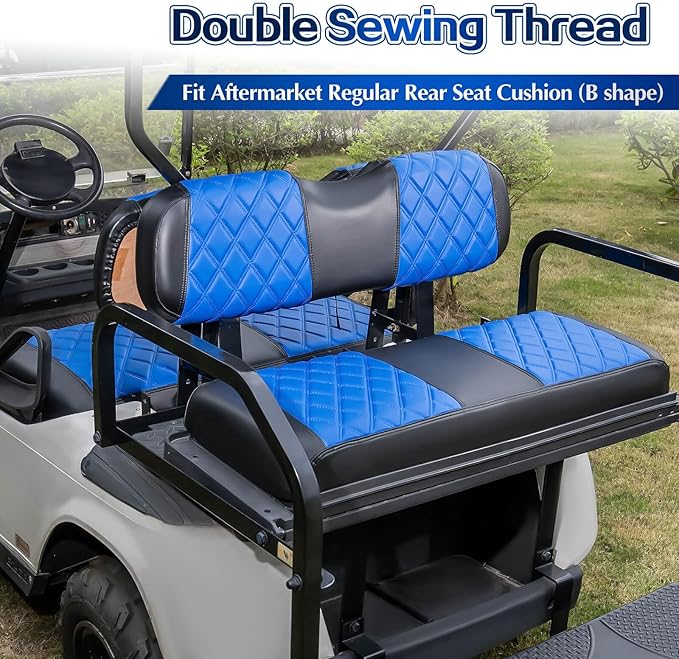 NOKINS 4PCS Golf Cart Diamond Seat Covers Kit,Front and Rear Seat Covers Fits for EZGO/Club Car/Yamaha Original Regular Seat Cushion, No Stapler
