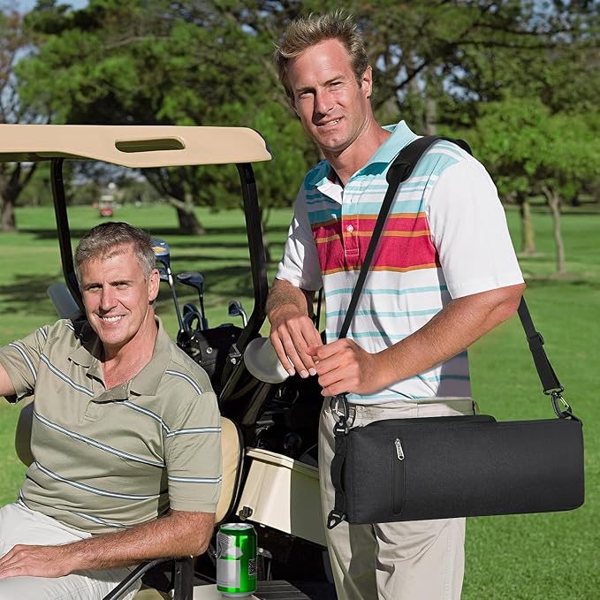 Golf Cooler Bag for Men Women, Small Soft Insulated Beer Cooler Holds 6 Pack of Cans or Two Wine Bottles, Portable Golf Accessories Cooler Sleeve for Camping Picnic Beach Outdoor
