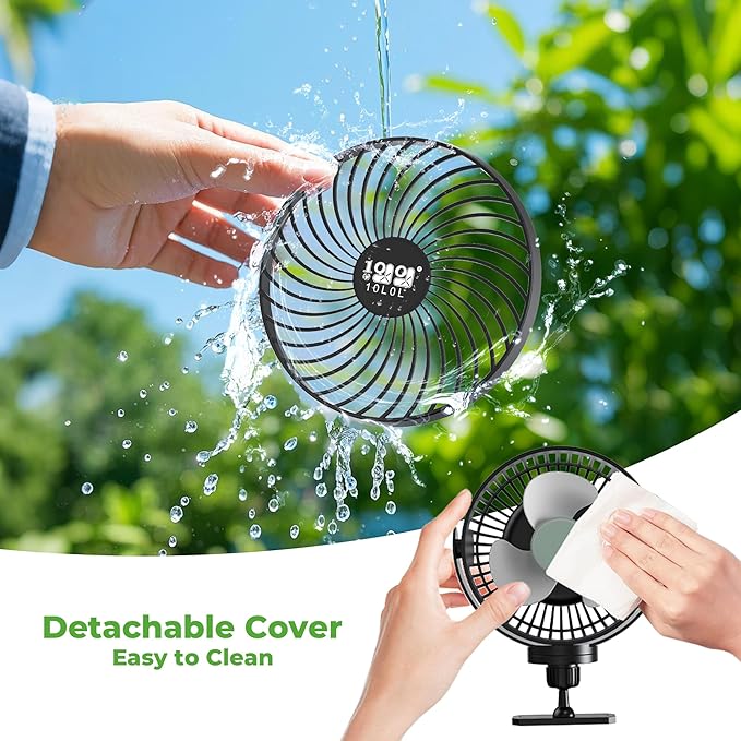 10L0L 2 Pack Magnetic Golf Cart Fans Rechargeable Big Battery Powered Portable Fan,3 Speeds/2 LED Light/56 Hrs Runtime/360°Rotatable with Magnetic Base,USB & Type C Ports,Summer Golf Cart Accessories
