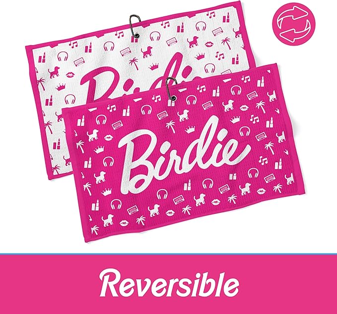 Shanker Golf - Birdie Pink Golf Towel - Funny Microfiber Waffle Women's Golf Towel - Funny Joke Logo - Perfect Ladies Golf Gift
