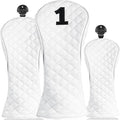 FINGER TEN Golf Club Head Covers for Woods Driver Fairway Hybrid with Interchangeable Number Tag 1 3 5 Premium Leather Headcovers for Women Men
