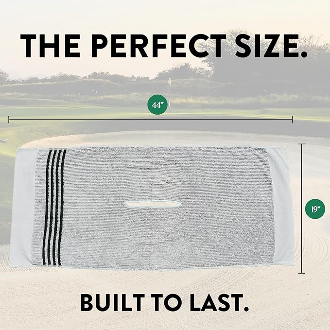 The Tour Towel | Large Golf Caddy Towel Terry Cloth, Absorbent 19" x 44", Center Cut, Perfect Hang Golf Cart Accessory and Golf Bag, Multiple Colors