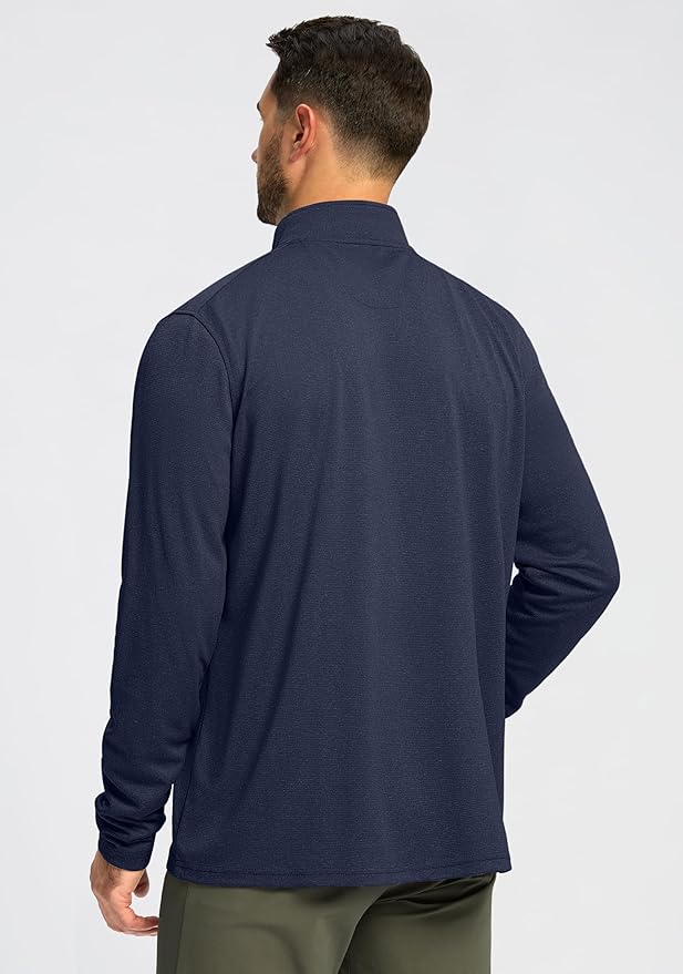 Obla Golf Quarter Zip Pullover for Men Mock Neck Sweatshirt Lightweight Sun Protection Men's Long Sleeve Golf Shirt