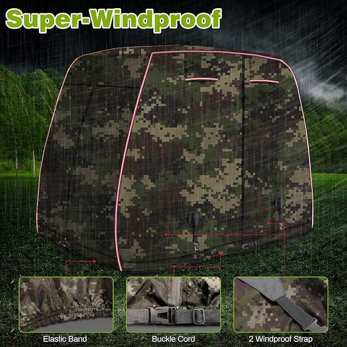 2/4 Passenger Golf Cart Cover Fits EZGO, Club Car, Yamaha Golf Carts with Reflective Strips, All Weather Protection/Waterproof/Snowproof/Windproof/Sunproof/Full Gold Cart Covers