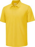TACVASEN Mens Polo Shirts Short Sleeve Pique 3 Buttons Golf Polo Cooling Performance Moisture Wicking Shirt