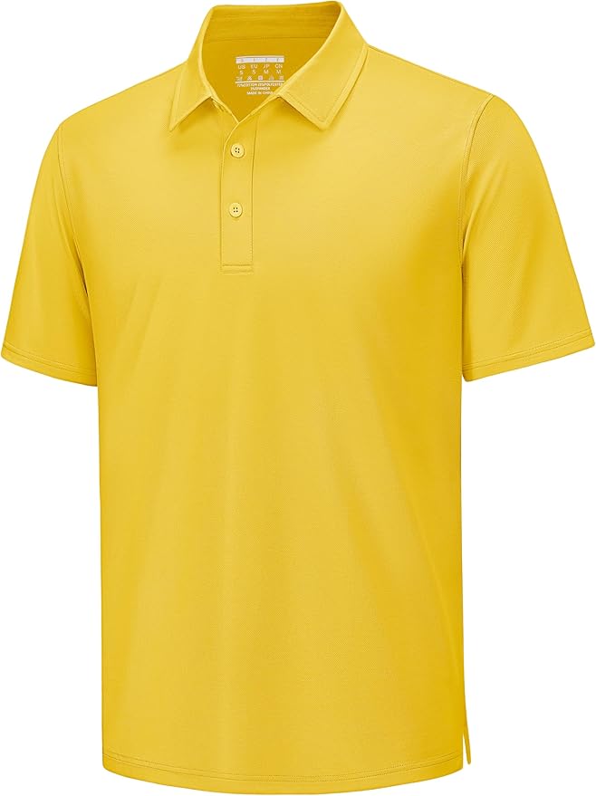 TACVASEN Mens Polo Shirts Short Sleeve Pique 3 Buttons Golf Polo Cooling Performance Moisture Wicking Shirt