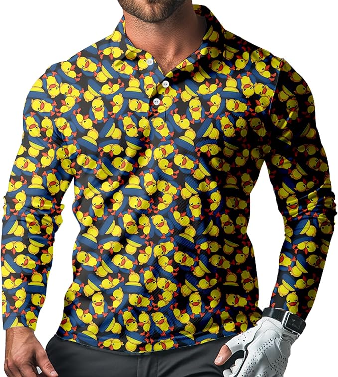 Men's Long Sleeve Golf Shirt Quick Dry 3 Button Work Fishing Outdoor Casual Collar Shirt