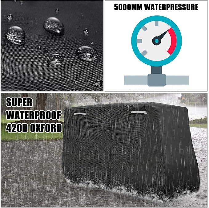 SAPUBK Golf Cart Cover Golf Cart Accessories with Side Door Ziper Compatible with Club Car/EZ-GO/Yamaha for Rain UV Dust Protection All Weather