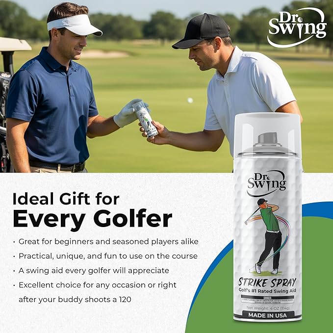 Dr. Swing Golf Impact Spray｜2 Pack｜ Club Spray for Ball Contact Training｜Quick Drying Strike Formula｜Easy Wipe Design｜Men Stocking Stuffer Golf Gift for Christmas, Dad, Brother