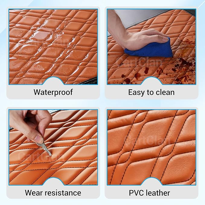 Golf Cart Seat Covers Suitable for EZGO TXT Standard Front Seat Cushion, Golf Cart Front Seat Covers Kit No Drilling & Waterproof (Brown PVC Leather & Black Stitching)