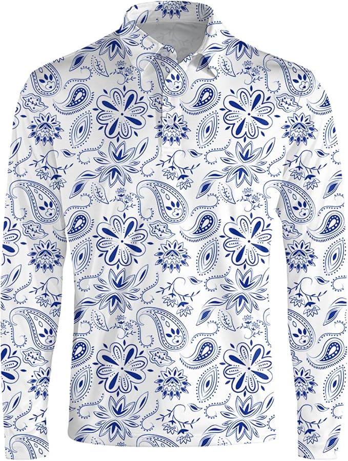 Men's Long Sleeve Golf Shirt Quick Dry 3 Button Work Fishing Outdoor Casual Collar Shirt