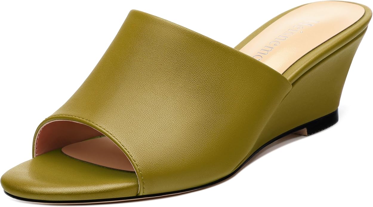 Wedge Sandals for Women Open Toe Wedge Heels Womens Matte High Heel Sandal Round Toe Heeled Wedge Sandals Slip on Casual shoes 2 inch