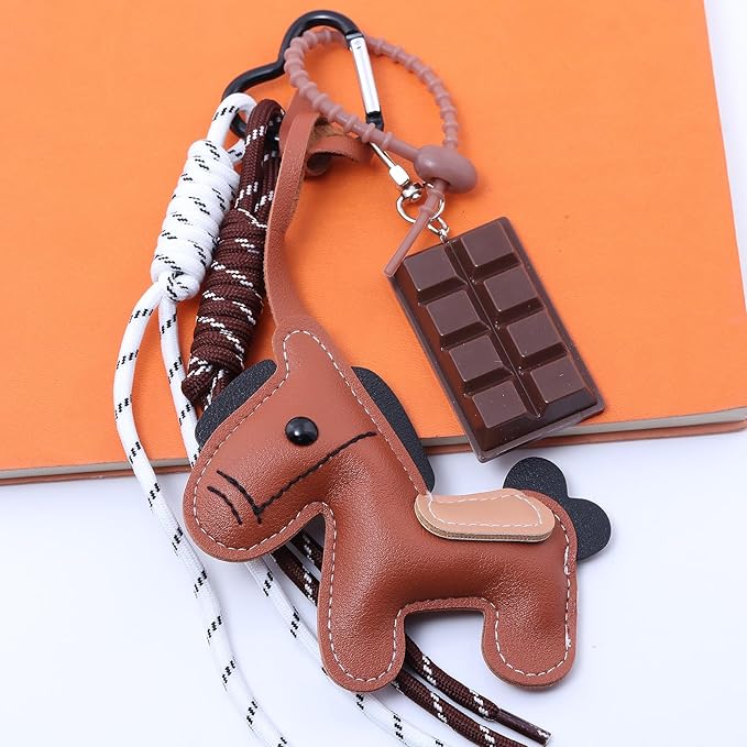 Unique Keychain Designer Rope Bag Charms for Handbag - Cute Teddy Bear Purse Charm - Leather Dachshund Accessory