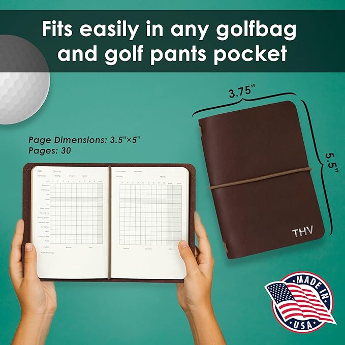Northwind Personalized Golf Log Book – Handcrafted Full-Grain Leather Golf Score Notebook, Refillable Journal, Made in USA, Custom Engraved Gift for Men & Women Golfers