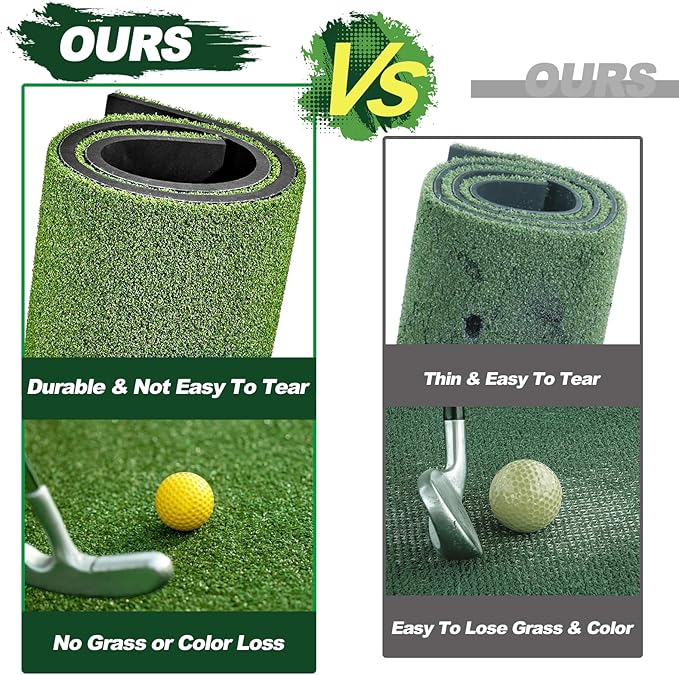 LIBERRWAY Thicken Golf Mat, 5x4ft Practice Turf, Indoor/Outdoor, Training Aid with 9 Golf Balls