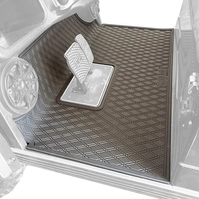 Xtreme Mats Rubber Double Diamond Golf Cart Floor Mat– Fits 2023+ Evolution Forester Models with Metal Pedals Only - Heavy-Duty Custom Fit All-Weather Floor Liner (All Black)