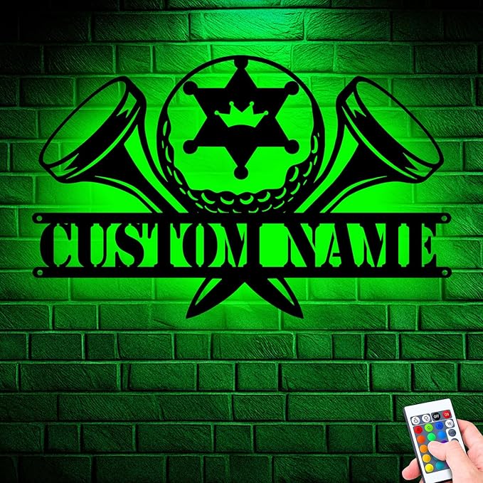 Custom Golfing Gifts, Personalized Metal Wall Art Sign with LED Lights, Unique Home Decor for Golf Lovers, Perfect Hanging Gift for Dad, Him, or Any Avid Golfer