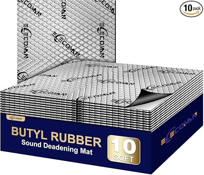 Car Sound Deadening Mat-80 mil 10 sqft Sound Deading Material - Butyl Automotive Sound Deadener, Audio Noise Insulation and Vibration Dampening