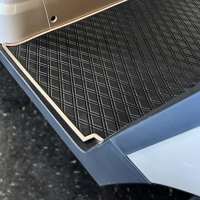Xtreme Mats Club Car Compatible Golf Cart Mat, Full Coverage Rubber Floor Liner - Fits Club Car Models Precedent (2004-2025)/Onward & Tempo (2017-2025)/Villager & V4L (2019-2024) - Beige Trim