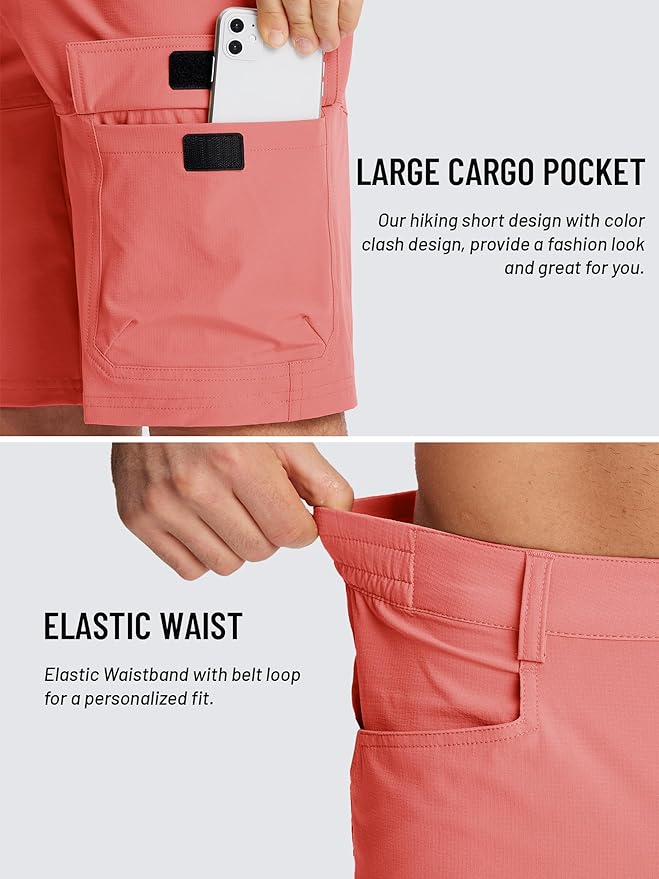 TACVASEN Men's Summer Outdoor Shorts Quick Dry Cargo Casual Work Hiking Shorts (NO Belt)