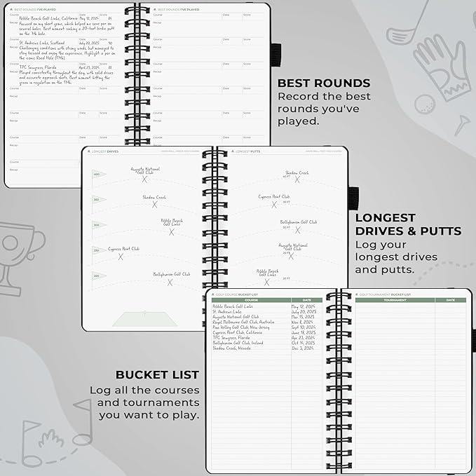 Clever Fox Golf Log Book – Small Training & Scorecard Journal – Pocket Notebook – Golf Practice Accessories & Gifts Ideas for Men (Black)