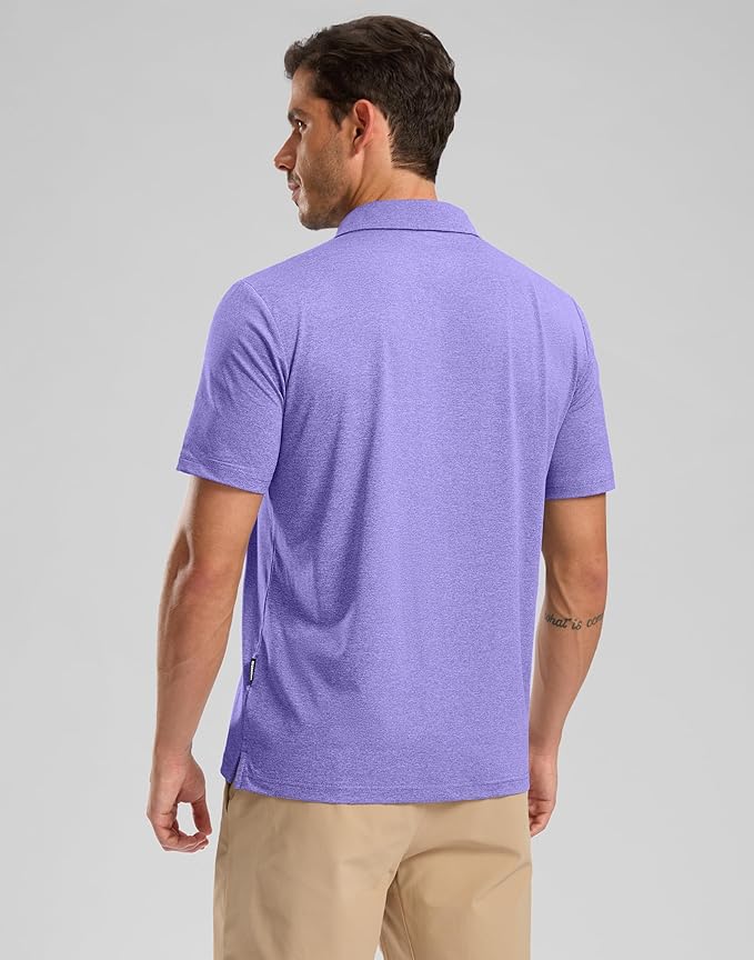 Golf Shirts Heather Polo Short Sleeve Dry Fit Lightweight Moisture Wicking Collared Shirts Casual Athletic Business