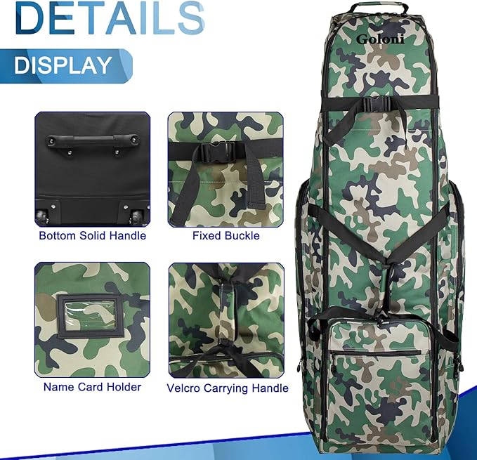 Goloni Golf Travel Bag with Wheels, Golf Travel Case for Airlines, 900D Heavy Duty Oxford Wear-Resistant Soft-Sided