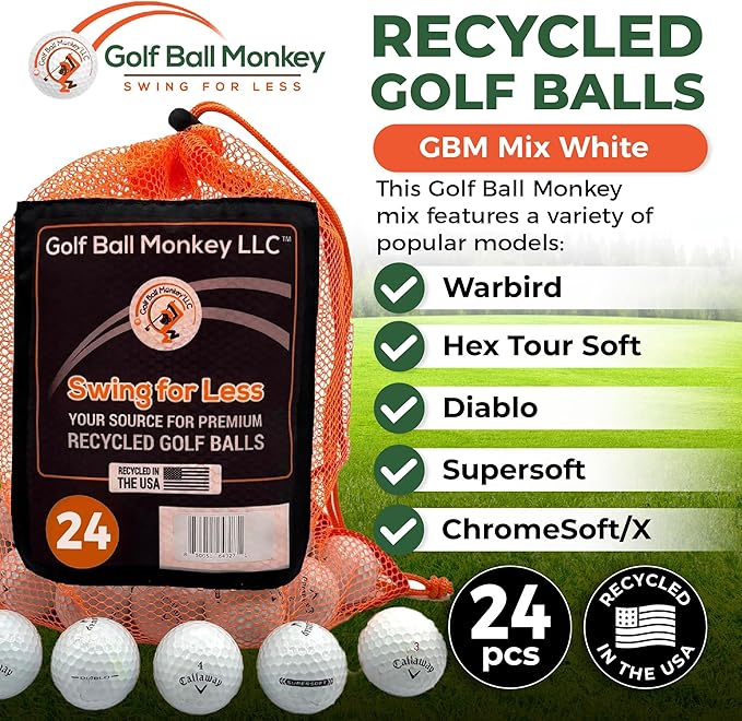 Golf Ball Monkey Cheap Recycled for Callaway Golf Balls Mix for Callaway Supersoft Golfballs, Superfast, Superhot, Warbirds, Diablo, Hex Tour Soft & More