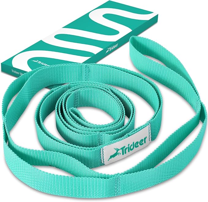Trideer Stretching Strap Yoga Strap for Physical Therapy, 10 Loops Yoga Straps for Stretching, Non-Elastic Stretch Strap for Pilates, Exercise, Stretch Band for Women & Men