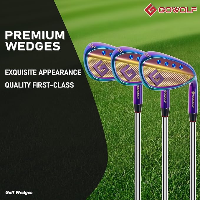 Gowolf Premium Forged Full Face Golf Wedges 50/52/54/56/58/60/69 Degree Individual or Set for Men, Right Hand Gap Wedge Sand Wedge Lob Wedge, Golf Clubs CNC Milled Face for More Spin - Great Golf Gift