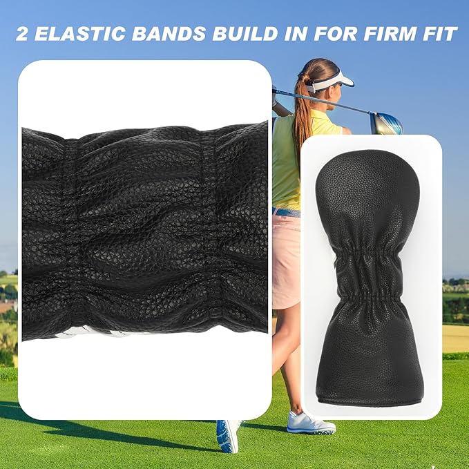 Golf Club Covers,4pcs or 1pc Golf Headcovers for Woods and Driver Fairway Hybrids Women Men - Premium PU Leather with Interchangeable Tags & Magnetic Blade and Mallet Putter Covers