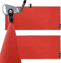 4Monster Golf Towels 3-Pack with Detachable Magnet and Portable Pouch, Quick-Dry Microfiber Golf Towel Set for Golf Bags,Custom Towel Gifts for Men or Women (2, Red)