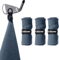 4Monster Golf Towels 3-Pack with Detachable Magnet and Portable Pouch, Quick-Dry Microfiber Golf Towel Set for Golf Bags,Custom Towel Gifts for Men or Women (3, Navy Blue)