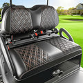 Drive-up Golf Cart Front Seat Covers Fit for Club Car Precedent, Waterproof Leather Club Car Seat Covers with Diamond Cross Pattern, Black PVC with Brown Stitching