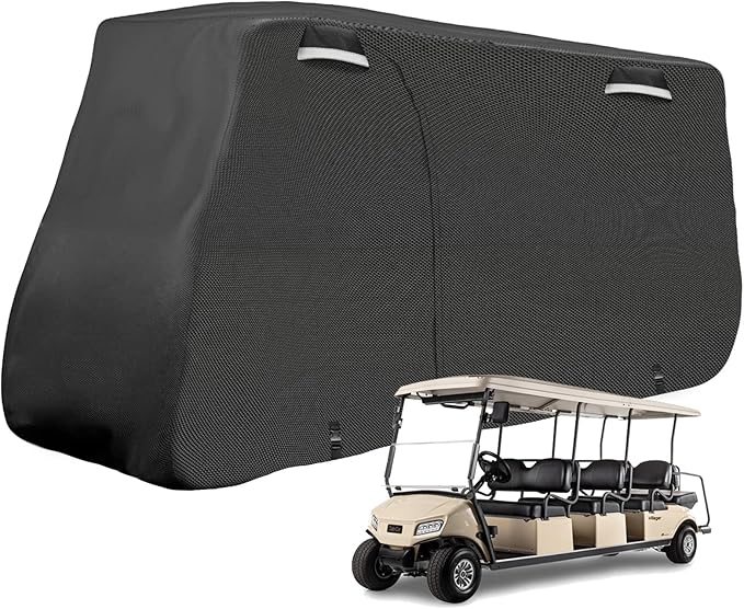 SAPUBK Golf Cart Cover Golf Cart Accessories with Side Door Ziper Compatible with Club Car/EZ-GO/Yamaha for Rain UV Dust Protection All Weather