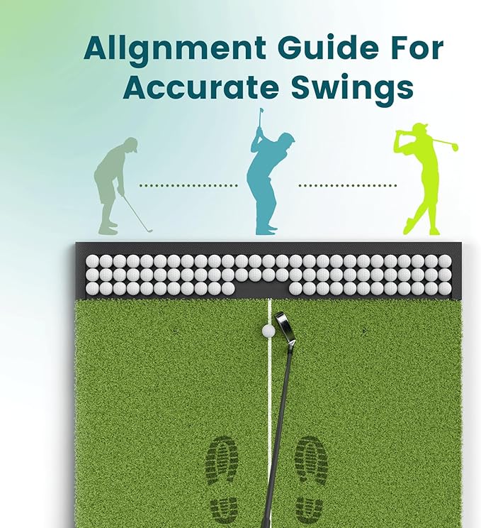 Golf Hitting Mat with Ball Tray, 5x4 / 6x4 ft, 26mm / 31mm Thick, Pro & Elite Turf with Swing Path Line, Premium Golf Practice Mat for Indoor & Outdoor Swing, Chipping, Training