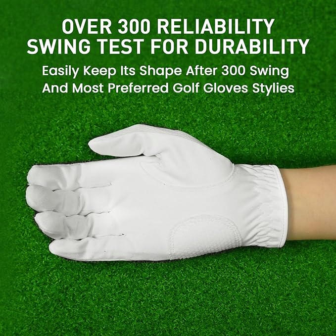 FINGER TEN Womens Golf Glove Right Handed Golfer Left Hand 1 Pack Golf Gloves Rain Grip Hot Wet All Weather Mesh for Women Girls Ladies Small Medium Large