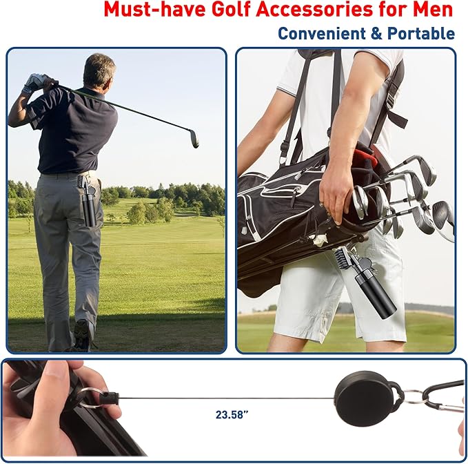 Golf Club Cleaner Brush, Golf Groove Sharpener Tool & Golf Towel, Golf Water Brush with Spray Bottle & Retractable Clip - Holds 5oz of Water, Essential Golf Accessories for Men for Golfer
