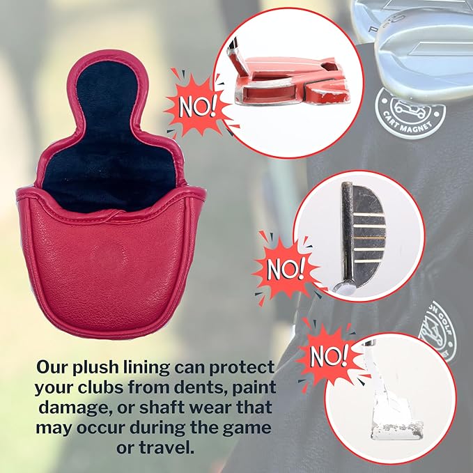 Classic Blade and Mallet Putter Headcovers with Madson Golf Cart Magnet for Secure Positioning and Quick Access, Protective PU Leather Head Covers, Magnetic Golf Accessories