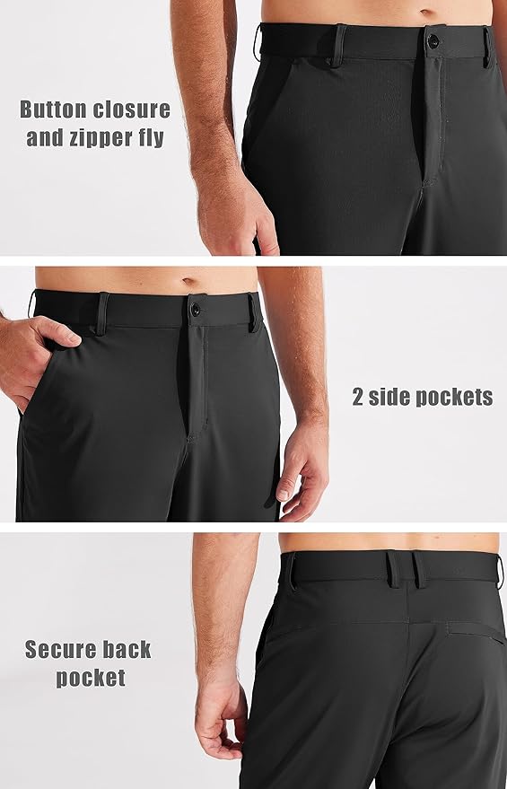 Libin Men's Golf Pants Joggers Lightweight 3 Pockets Slim Fit Soft Stretchy Tapered Work Dress Athletic