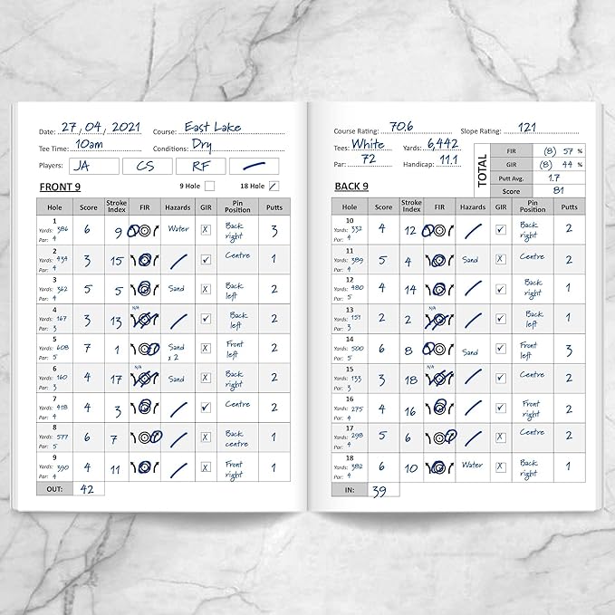 Golf Log Pocket Notebook - Progress Tracker, 50 Detailed Rounds, Yardage Section, Golf Terminology & Game Formats