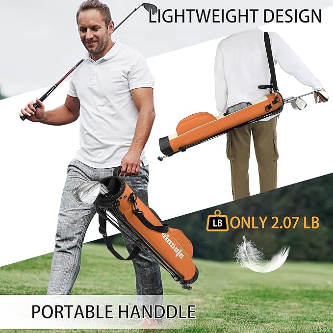 Golf Stand Bag,Lightweight Small Golf Bag,with Dual Strap Easy Carry 2 Way Dividers Multiple Pockets Golf Practice Bag