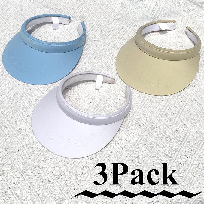 3 Pack Sports Sun Visor Hat Women Men Adjustable Clip On Visors Outdoor Golf Beach Cap