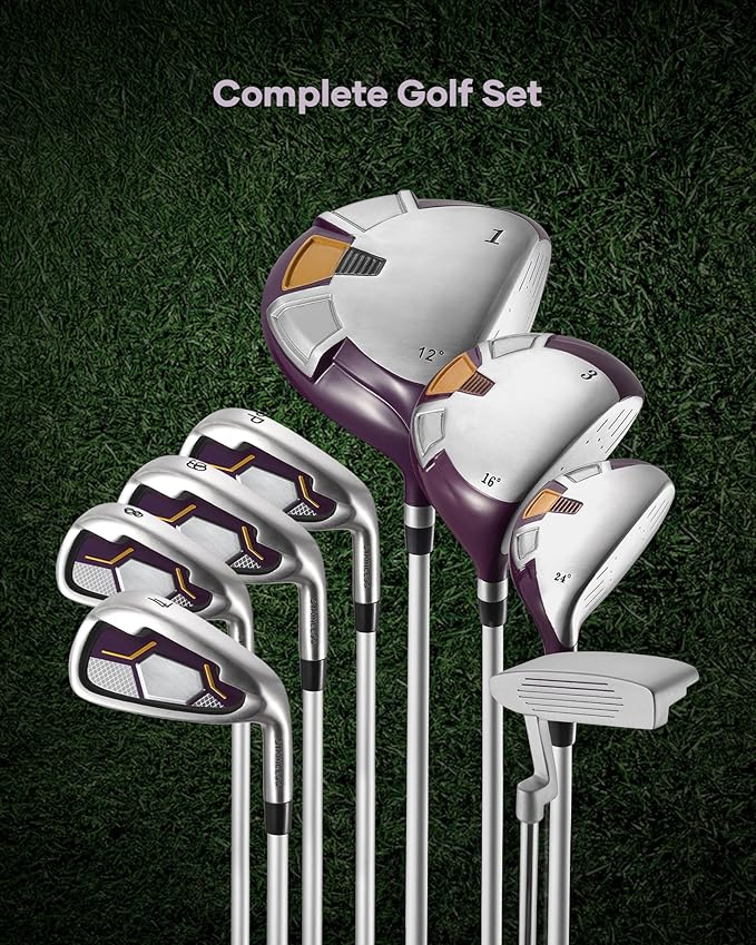 Golf Clubs Womens Golf Clubs Golf Club Set with Head Cover Stand Bag Includes #1 Driver & #3 Fairway Wood & #4 Hybrid & #7#8#9#P Irons